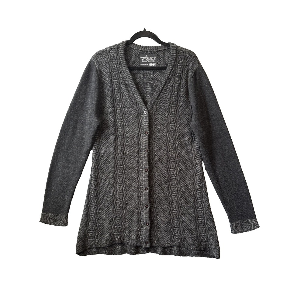 Panhandle Powder River Outfitters Cardigan Sweater XL Charcoal Gray Cable Knit